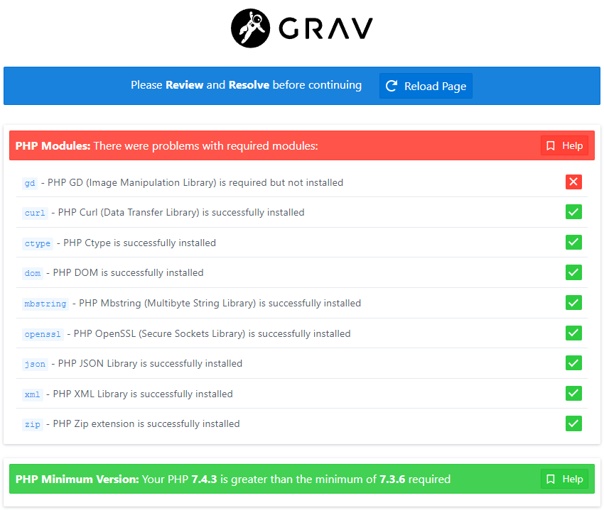 grav missing modules